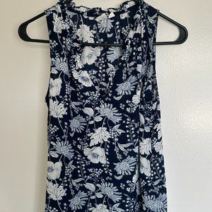 Gap Women's Floral Tank Top, Size XS, Blue White Floral Print, Loose Fit